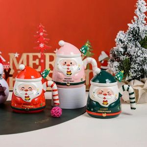 Mugs Christmas Mug Couple Ceramic Santa Claus Statue Creative 2024 Gift Cover Design Office Home Milk Coffee Cup