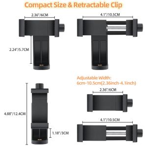 For iPhone 360° Tripod Phone Mount 1/4"Screw Mobile Phone Clip Tripod Mount Adapter Adjustable For Samsung iPhone Huawei Realme