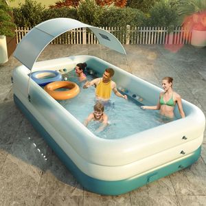 380 cm/210 cm 3 lager Automatisk uppblåsbar pool Stora pooler för familjens avtagbara barnpool Ocean Ball PVC Bath Kids 240403