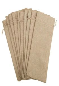 10pcs juty torebki z winami 14 x 6 14 cali hessian wina torby na prezent z sznurkiem 5182179