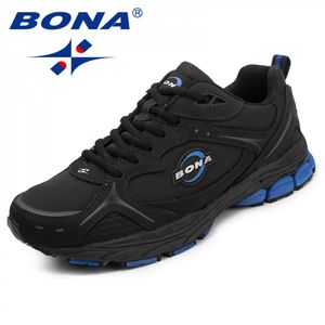 Bona Classics Style Männer Laufschuhe schnüren Männer Sport Schuhe Leder Männer Outdoor Jogging Sneakers bequem 240329