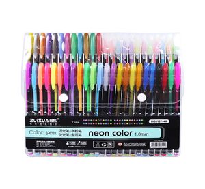 Zuixua Neon Color Creative Metal Metal Gel Pen 1216243648 Цвета Нейтральная ручка Супер гладкая раскраски книги журналы граффити6972898