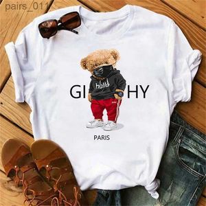 Men's Casual Shirts Womens Fashion T-shirt Bear 3D Printing Milan Daily Short sleeved Shirt 2023 Summer Simple Street Clothing yq240409