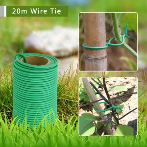 Suporta 20m jardim de arame flexível twist twist planta gravata DIY Suporte planta videiras corda Bolsas domésticas de natal