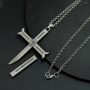 Colar de colar de anime para homens homens dracule mihawk cross metal jóias de jóias colares de gargantilha