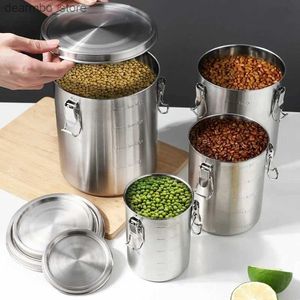 Food Jars Canisters 520/1000/1600/2500ml Stainless Steel Tanks Sealed Pasta Fruit Cereal Multirain Tea Coffee Kitchen Food Storae Containers L49