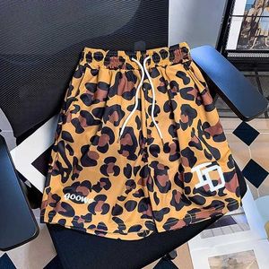 Men's Shorts American Trendy High Street Leopard Print Shorts for Boys Loose Casual Summer New Sports Quick Drying Breathable Basketball Pants J240409