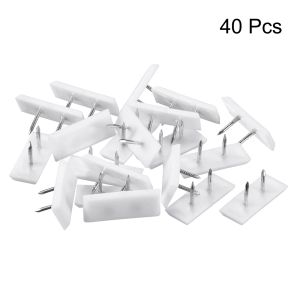 UXCELL UXCELL 20/00/60/80/80 PCS Mobilya Ayak Çivi, Kare Sandalye Masa Koruyucu Pad 31mm x 12mm Beyaz Plastik