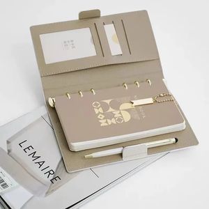 A6 PU BINDER Notebook Planner Agenda Journal Cover 6 Ring Portable Notepads Office Anpassa Dagbok Stationer Box 240401