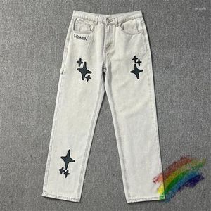 Men's Pants Embroidery Four Cornered Star BROKEN PLANET Jeans Men Women Unisex 1:1 Quality Streetwear Denim
