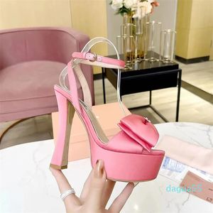 Waterproof platform High-heeled sandal women Ankle strap Real silk open toe party evening shoes luxury designers sandals factory footwear