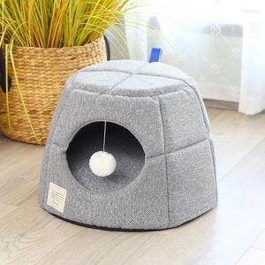 Canis durante toda a temporada Cama de viagem de cachorro macio gatos quentes de dormir de esteira fechada House Cushion para produtos de hamster para animais de estimação