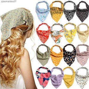 Shawls 63 Bohemian style womens elastic headbands triangular headwear floral print headwear scarves hair accessories headwearL2404