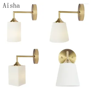 Wall Lamp American Milk White Glass Bathroom Mirror Front Sconces Bedside Corridor Retro Industrial LED Light Fixtures