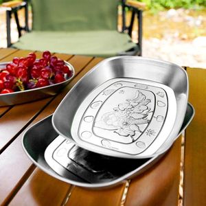 Plates Portable Camping Lunch Plate Outdoor Picnic BBQ Fruit Container Trays Noodles Salad Dinner Tableware Kitchen Supplies