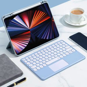 Klavyeler 78 KEYS Mini Bluetooth Compatible Klavye, Touch Ped Çerçeve Yuvarlak Yuvarlak Tuş Kapağı İPhone için iPad için Android Tablet Telefonları