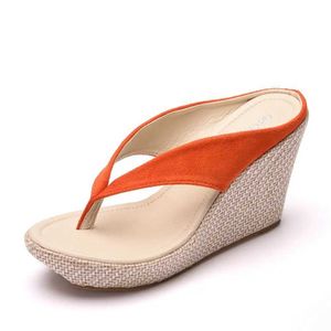 Dress Shoes Crystal Queen Platform Wedges Flip Flops High Heels Slippers White Beach Sandals Bohemia H240409 9J8I