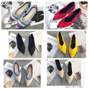 2024 Flat bottomed pointed ballet single shoes white soft soled knitted maternity women boat shoe casual and comfortable
