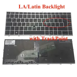 Tangentbord L00737161 640G5 LA/latin spanska bakgrundsbelyst tangentbord för HP Probook 640 G5 645 G5 640G4 645G4 TECLADO Silver Frame Trackpoint Ny