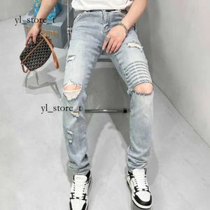 Lila Jeans Designer für Herren Mann Lila Brand Jeans RIP Denim Biker Grau Lackierdelie Stretch Motorrad Knochen Halloween Lila Jeans für Herren 8425