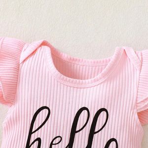 Clothing Sets Baby Girl Summer Clothes Knitted Sleeve Romper Floral Print Shorts Bowknot Headband 3pc Infant Outfits