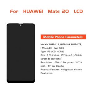 6.53" For Huawei Mate 20 LCD Display Touch Screen For Mate 20 Display HMA-L09 HMA-L29 LCD Digitizer Replacement Parts