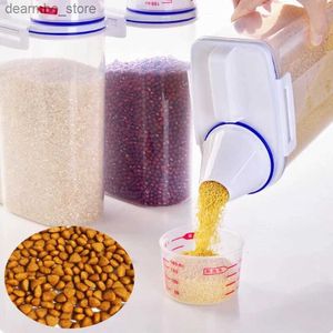 Gıda Kavanozları Bidonlar Airtiht Tahıl Konteyneri Nem Geçirmez Böcek Kanıtı Pirinç Kovası Yemek Kutusu Şeffaf Mühürlü Plastik Tank Mutfak L49