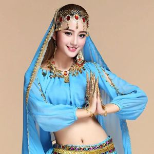 Shiny Belly Dance Tops Sequined Beaded Topps Sexig Dancing Costume Festival Club Party Fringe Costume för Thailand/Indien/Arab