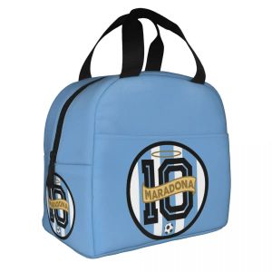 El Diego 10 Insulated Lunch Bags Maradona Argentina Football Soccer Legend Reusable Cooler Bag Tote Lunch Box Travel Bento Pouch