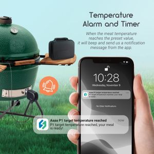 Inkbird Wi-Fi Bluetooth Barbekü Sıcaklık Denetleyicisi Otomatik Sigara Sigara Çeviren Fan Denetleyicisi 4 Problu ISC-027BW ile Izgara Termometresi