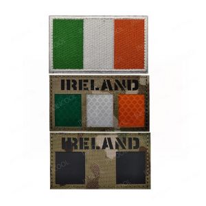 Ireland Flag Multicam Infrared IR Reflective Irish Flags PVC Embroidered Patches Emblem Appliqued Badges For Clothing Backpack