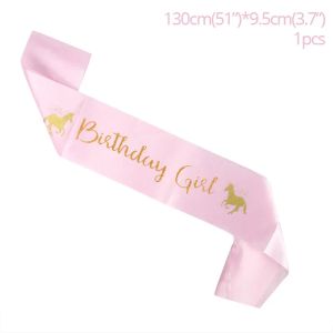 2pcs День рождения девочка Unicorn Headsding с Sash Baby Shower Girl 1 -й год.