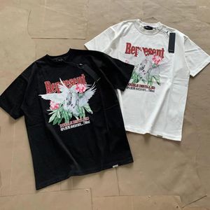 メンズTシャツカエルドリフトファッションストリートウェア1：1ビンテージの平和服の品質ルースコットントップスTシャツ男性