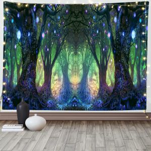 Trippy Enchanted Forest Tapestry Wisteria Tree Tobesty bajki drzewo życia gobelin Wisteria Flow Flow Tassestry