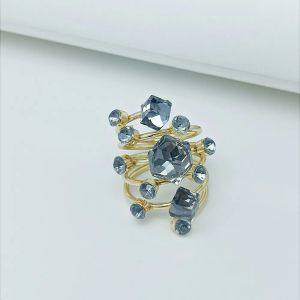 Trendy Oversize Multi Stone Rings for Women Lady Irregular Crystal Rhinestone Charm Open Ring Korean Gothic Party Jewelry
