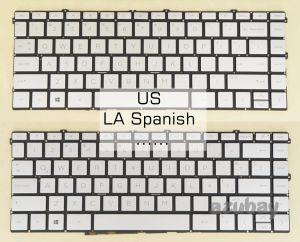 Keyboards US LA Spanish Keyboard för HP Pavilion X360 14DW 14DW0000 14DW1000 14TDW000 14TDW100 14DV 14DV0000 14DV1000 Silverguld