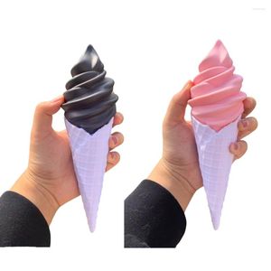 Decorative Flowers Original Design White Chocolate Crisp Strawberry Pink Black Plastic Ice Cream Model Scoop Cone Faux Food Display Holder