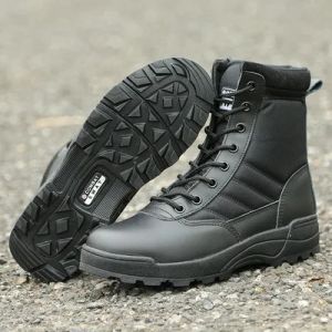 Botas novas botas de combate de couro militar dos EUA para homens combate botas de infantaria de botas táticas Askeri Bot Exército Sapatos Exército Big Size 3645