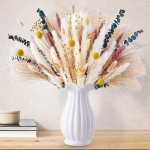 Flores decorativas boho arranjos florais115pcs bily botões bolas de pompas naturais pampas seco de pampas