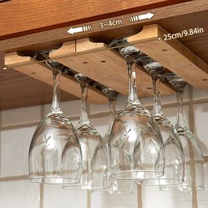 New Winen Wine Glass Portador de vidro de 11 polegadas de madeira pendurada por copo de vinho montado montado no cabinete Stemware Storage Rack