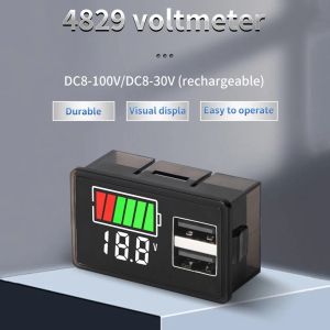 タイプC USB DC8-100V 4829車両電池電圧計電荷レベルインジケータリチウムバッテリー容量計テストディスプレイLEDテスター