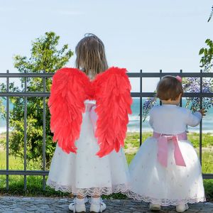 Anjo de Natal asas de asas infantil adulto halloween fantasia de cupido vermelho props