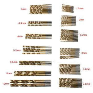 Grande negócio 50pcs com revestimento de titânio de alta velocidade conjunto de broca de aço ferramenta 1/1.5/2/2.5/3mm para casa de bricolage e edifício/engenharia geral