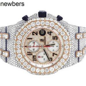 Men AudemPigut Luxury Aps Factory Watch Swiss Movement Royal Oak Offshore 42mm Rose Gold/Steel Diamond Watch 39.35 CaratA6OO