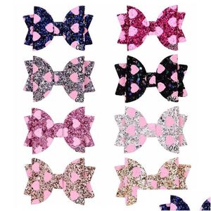 Hair Accessories New Kids Bows Sets Sequin Peach Heart Design Bow Boutique Accessory Barrettes Girls Pin Set Drop Delivery Baby, Mater Dhuvb