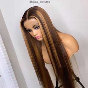 40 tum färgad brasiliansk höjdpunkt spetsar främre peruker rak simulering mänskliga hår peruker ombre honung blond spets frontal peruk för svarta kvinnor