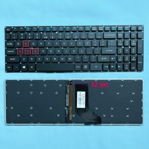 Tangentbord VX5591 US/Russian Keyboard för Acer Aspire VX 15 VX5591G VN7593G Predator Helios 300 G3571 G3572 PH31551 PH31751 Bakgrundsbelyst