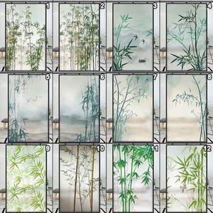 Adesivi per finestre cinese Bamboo Forest Pattern Privacy Film Paesaggio colorato in vetro STATICO FROSTED AVOLO