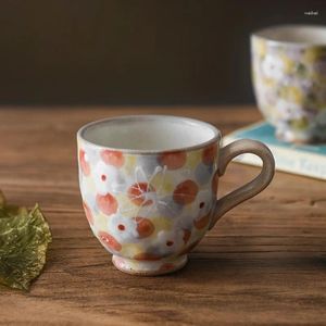 Tazze da 280 ml di fiore in stile giapponese tazza a tazza grossolana cupa di caffè personalizzata in ufficio floreale bere a casa uso domestico
