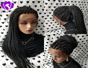 Fully Hand Braided Lace Frontal Box Braids Braid wig with baby hair blackbrownburgundy ombre color braiding hair wig for black 1517606